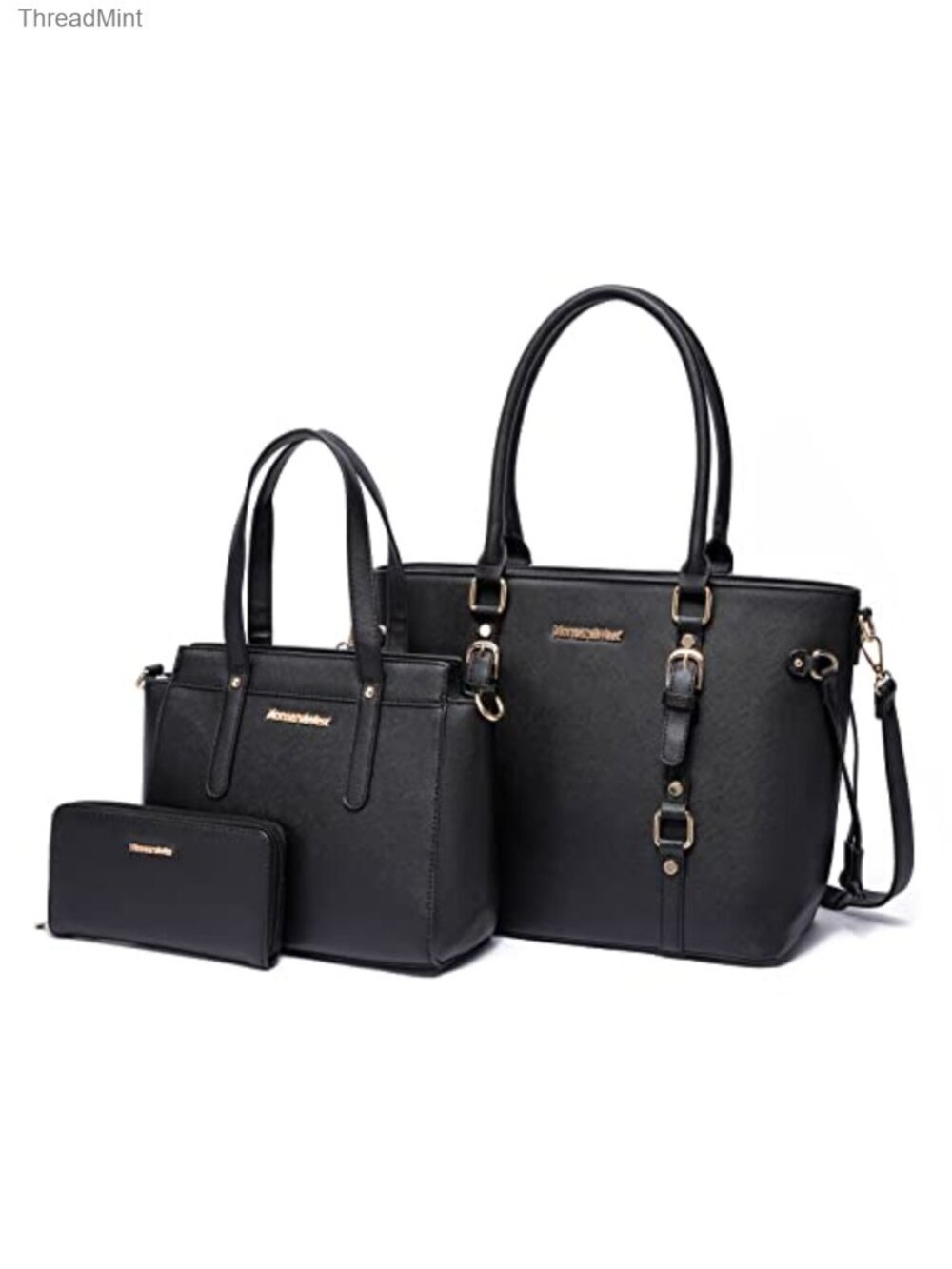 3PC Women's Tote Bag and Wallet Set PU Leather Satchel Handbags